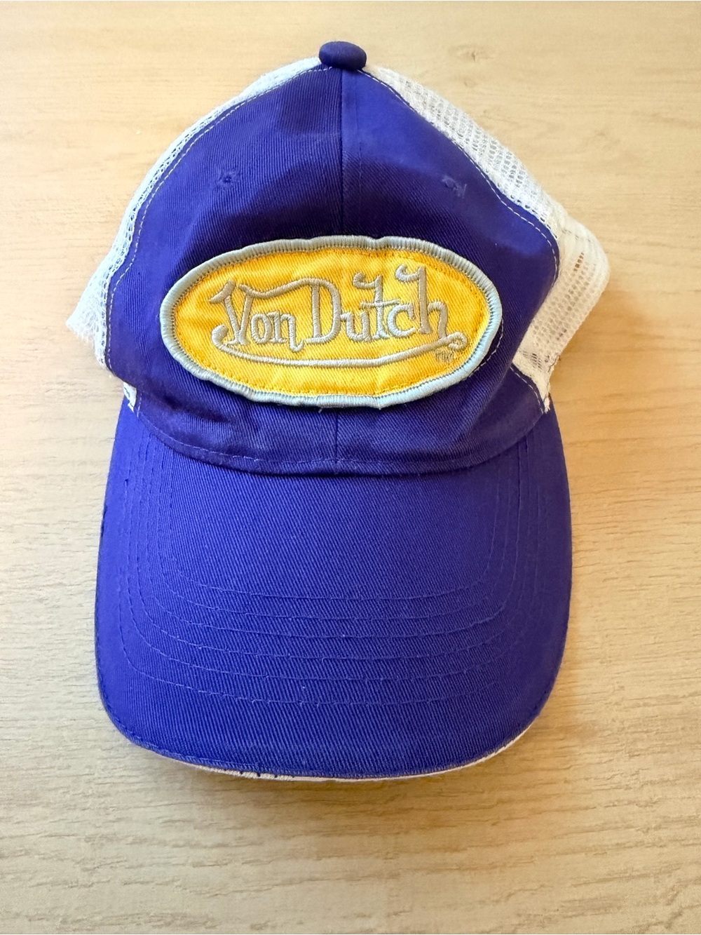 Von Dutch Purple and White Trucker Hat with Yellow Patch